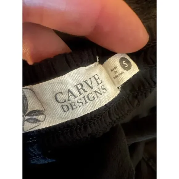 Women S Carve Designs Black Kiera Dress Organic Cotton Tie Sleeve Relaxed Tiered - Picture 6 of 6